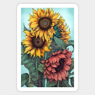 Beautiful Yellow Sunflowers Sticker